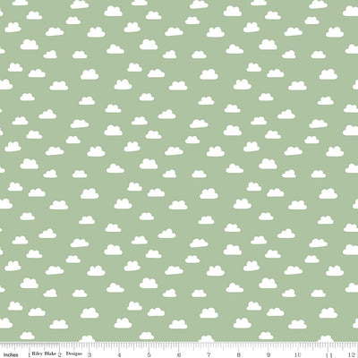 Riley Blake Baby Girl Clouds Quilting Cotton Fabric- Green