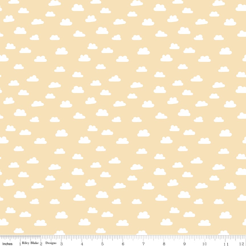 Riley Blake Baby Girl Clouds Quilting Cotton Fabric- Yellow
