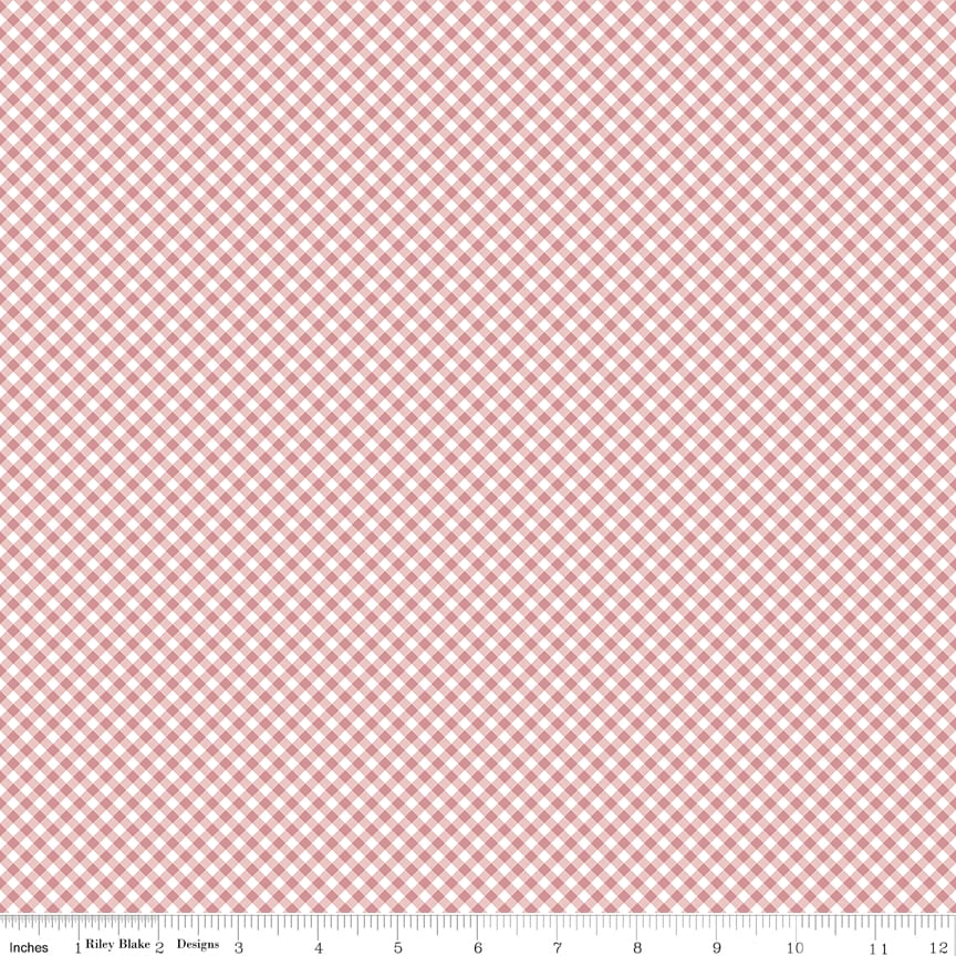 Riley Blake Baby Girl Gingham Quilting Cotton Fabric- Rose