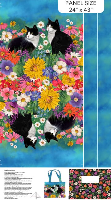 Northcott Hide and Seek Tote Bag Panel Quilting Cotton Fabric- Blue Multi