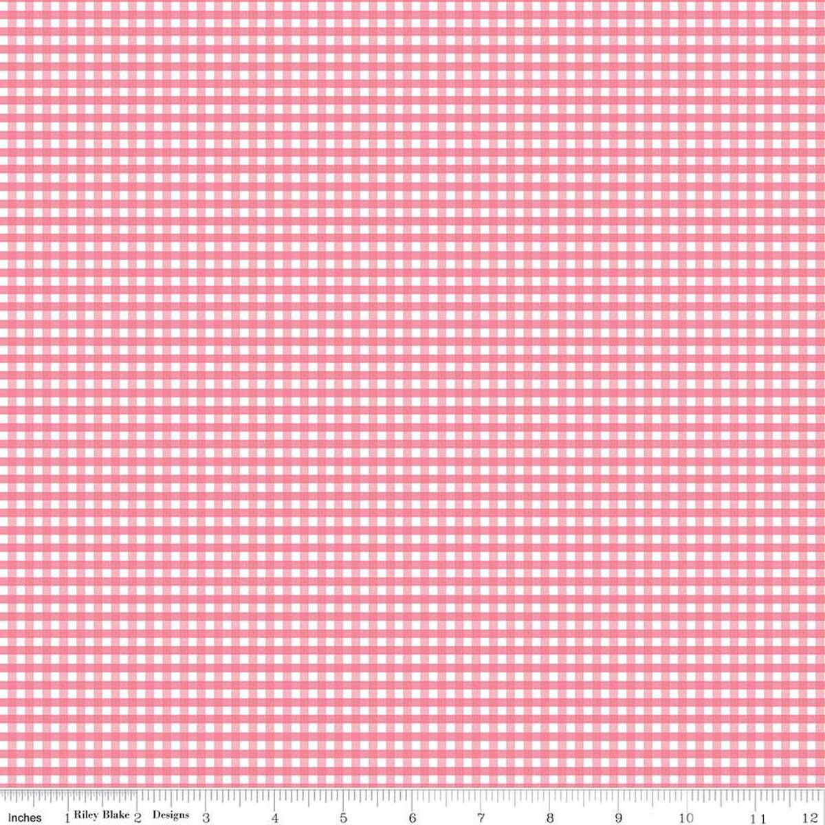 Riley Blake Small 1/8" Gingham Quilting Cotton Fabric- Sugar Pink