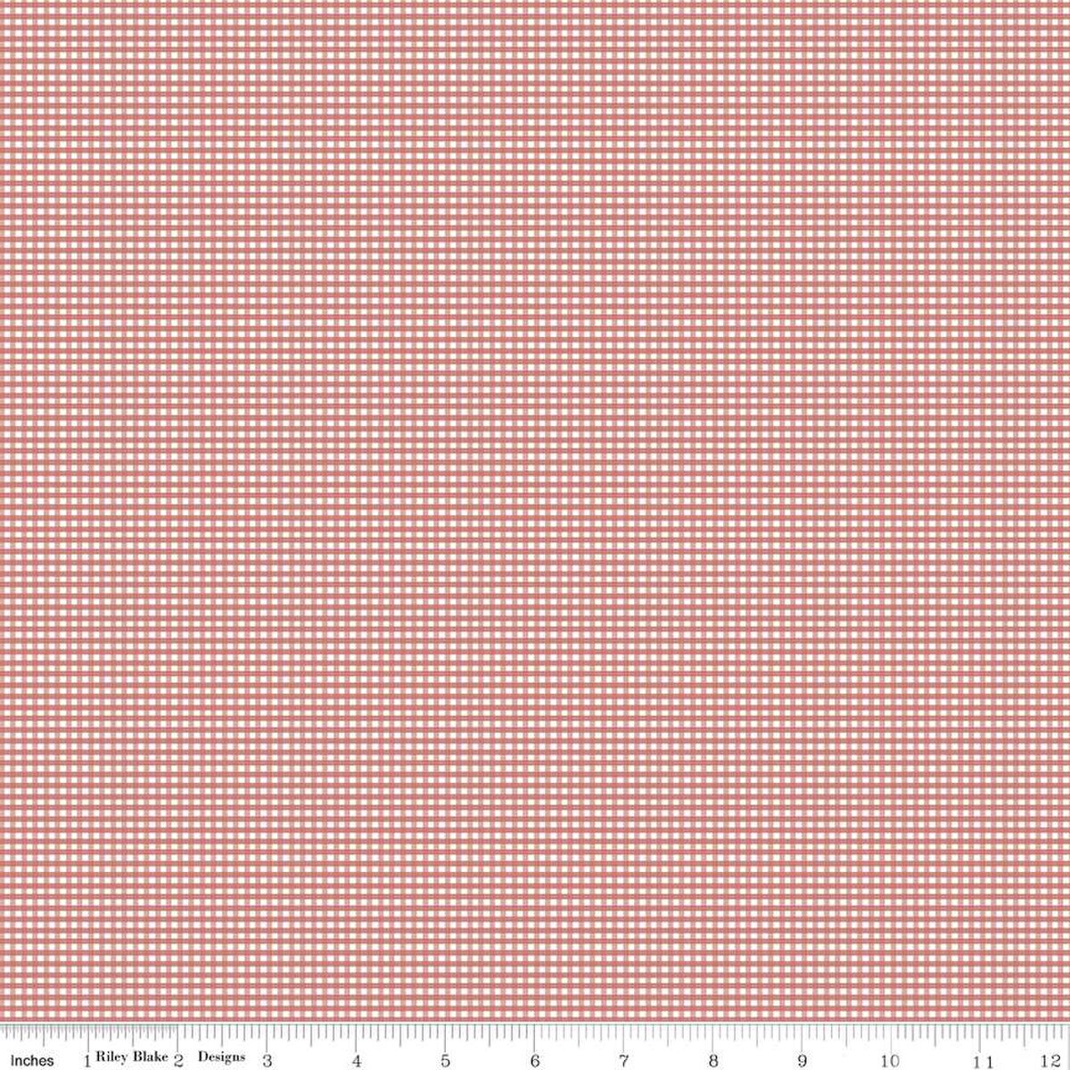 Riley Blake Micro 1/16" Gingham Quilting Cotton Fabric- Canyon Rose