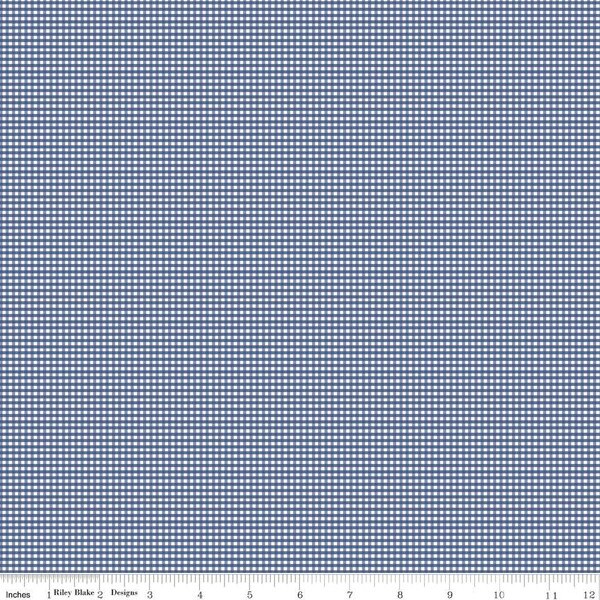 Riley Blake Micro 1/16" Gingham Quilting Cotton Fabric- Denim