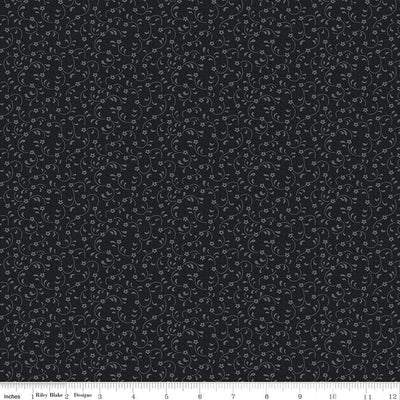 Riley Blake Floret Color Black Quilting Cotton Fabric- Black
