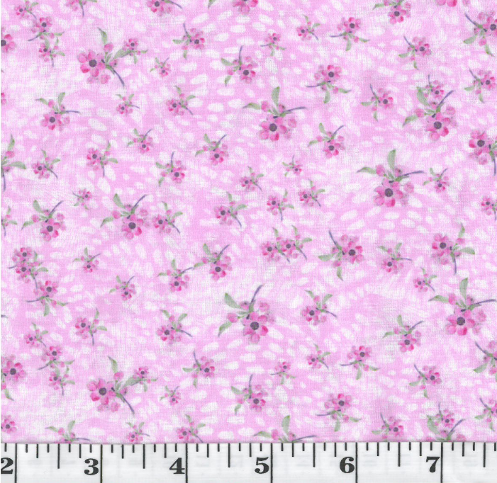 Pink Small Scattered Floral Poly Cotton Fabric