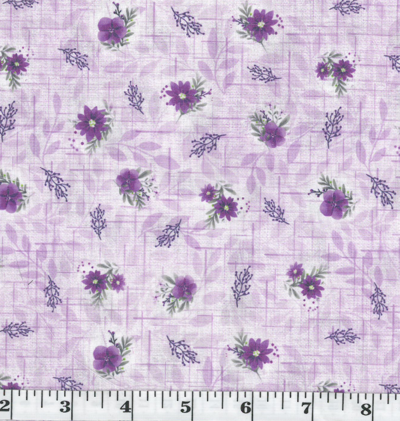 Lavender Tiny Floral Bouquets Poly Cotton Fabric