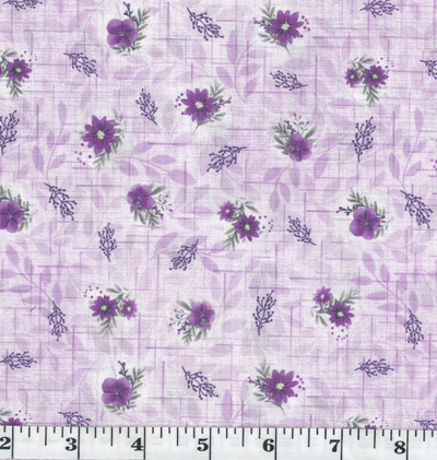 Lavender Tiny Floral Bouquets Poly Cotton Fabric