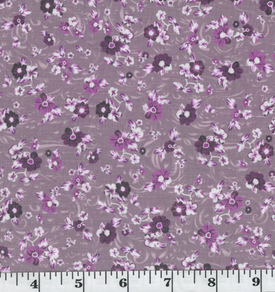 Mauve Flowers Poly Cotton Fabric