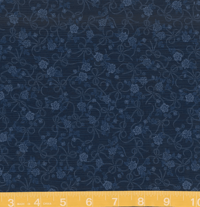 Navy Blue Floral Yoryu Crinkle Polyester Fabric