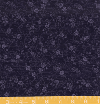 Deep Purple Floral Yoryu Crinkle Polyester Fabric