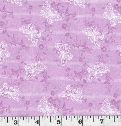Orchid Butterflies Linen-Look Poly Cotton Fabric
