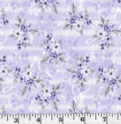 Lilac Flower Clusters Linen-Look Poly Cotton Fabric