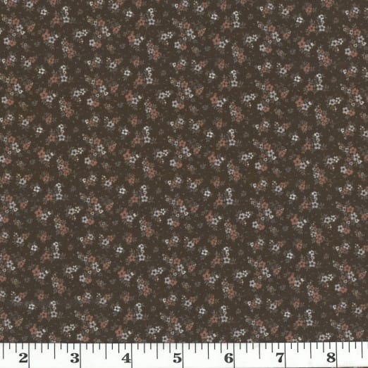 Brown Tiny Floral Polyester Fabric