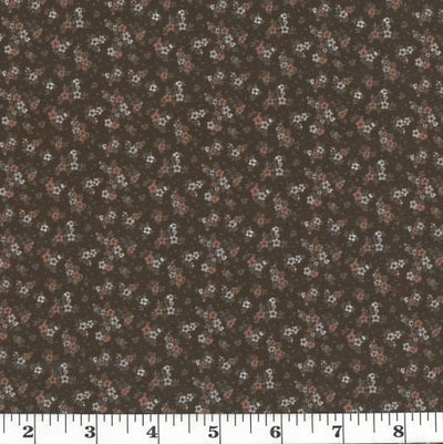 Brown Tiny Floral Polyester Fabric