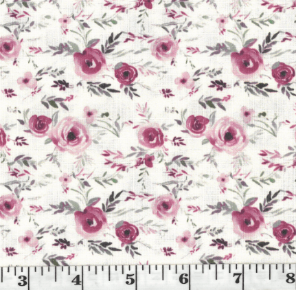Magenta Floral Linen-Look Poly Cotton Fabric - 23"