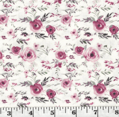 Magenta Floral Linen-Look Poly Cotton Fabric - 23"