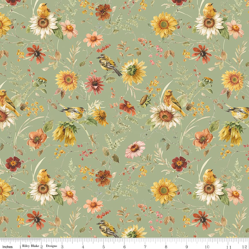 Riley Blake Sunflower Whispers Prairie Quilting Cotton Fabric- Green