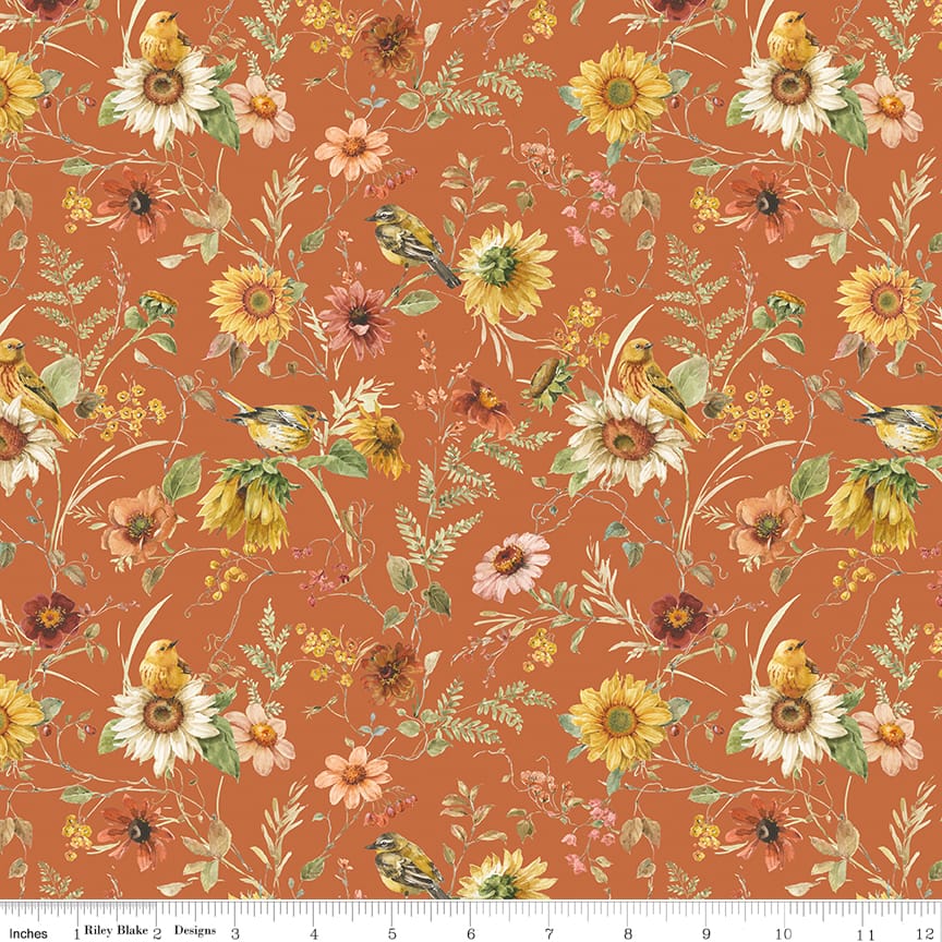 Riley Blake Sunflower Whispers Prairie Quilting Cotton Fabric- Pumpkin