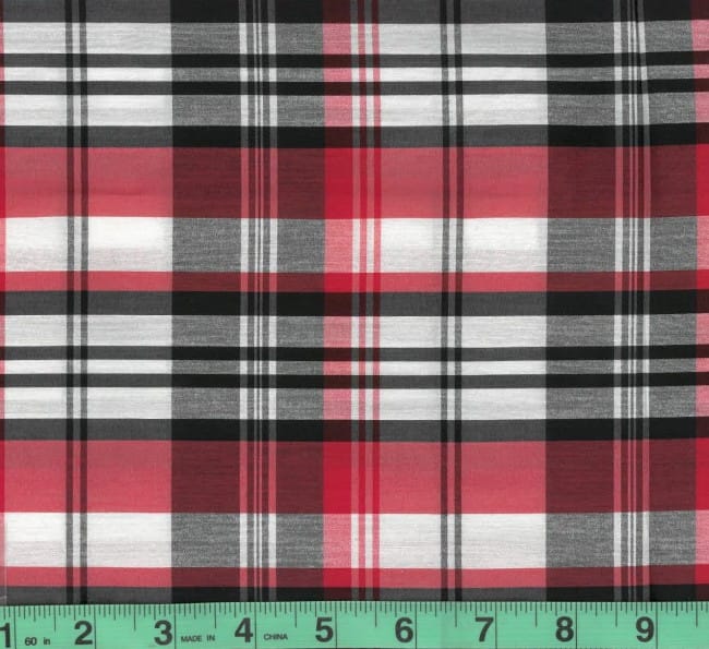 Red & Black Plaid Cotton Nylon Fabric - 58" wide