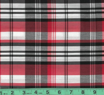 Red & Black Plaid Cotton Nylon Fabric - 58" wide