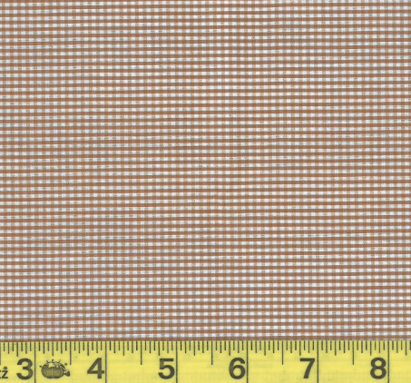 Brown Tiny Check Plaid Poly Cotton Fabric