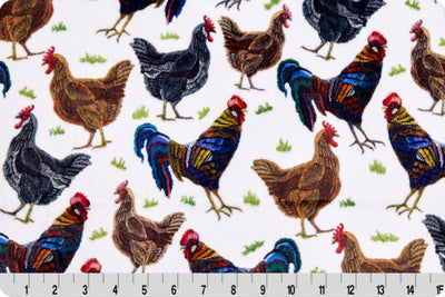Shannon Fabrics Cuddle Single Sided 58/60" wide- Cluck Cluck Multi