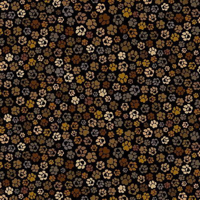 Timeless Treasures Dog Paws Quilting Cotton Fabric- Black