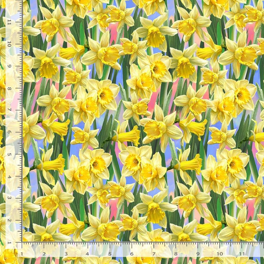 Timeless Treasures Just Hatched Yellow Daffodil Quilting Cotton Fabric- Daffodil