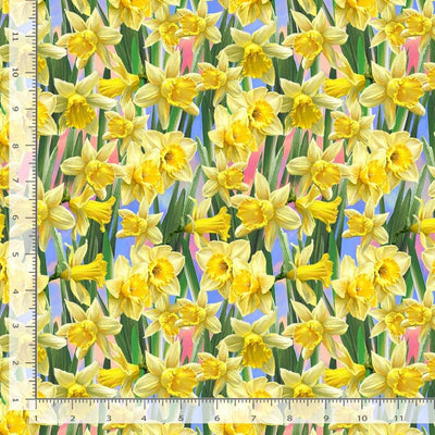 Timeless Treasures Just Hatched Yellow Daffodil Quilting Cotton Fabric- Daffodil