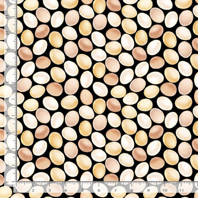 Timeless Treasures Rolling Hills Eggs Quilting Cotton Fabric- Black