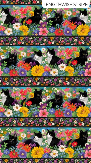 Northcott Hide and Seek Border Stripe Quilting Cotton Fabric- Black Multi