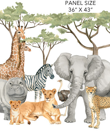 Northcott Wild One Panel 36"x43" Quilting Cotton Fabric- White Multi