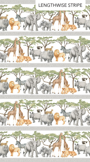 Northcott Wild One Border Stripe Quilting Cotton Fabric- White Multi