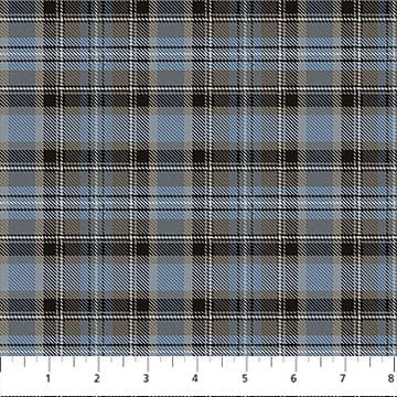 Northcott Naturescapes Wild At Heart Plaid Quilting Cotton Fabric- Medium Blue Plaid