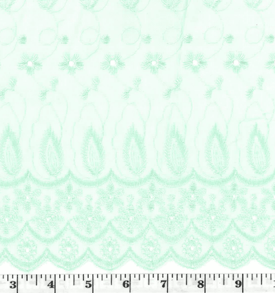 Mint Scalloped Canary Eyelet 42" wide