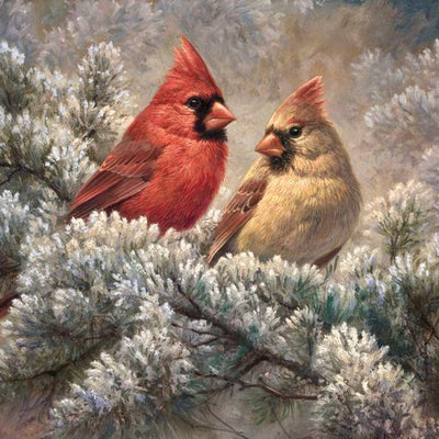 Cardinal Couple Panel (35.5"x44") Quilting Cotton Fabric