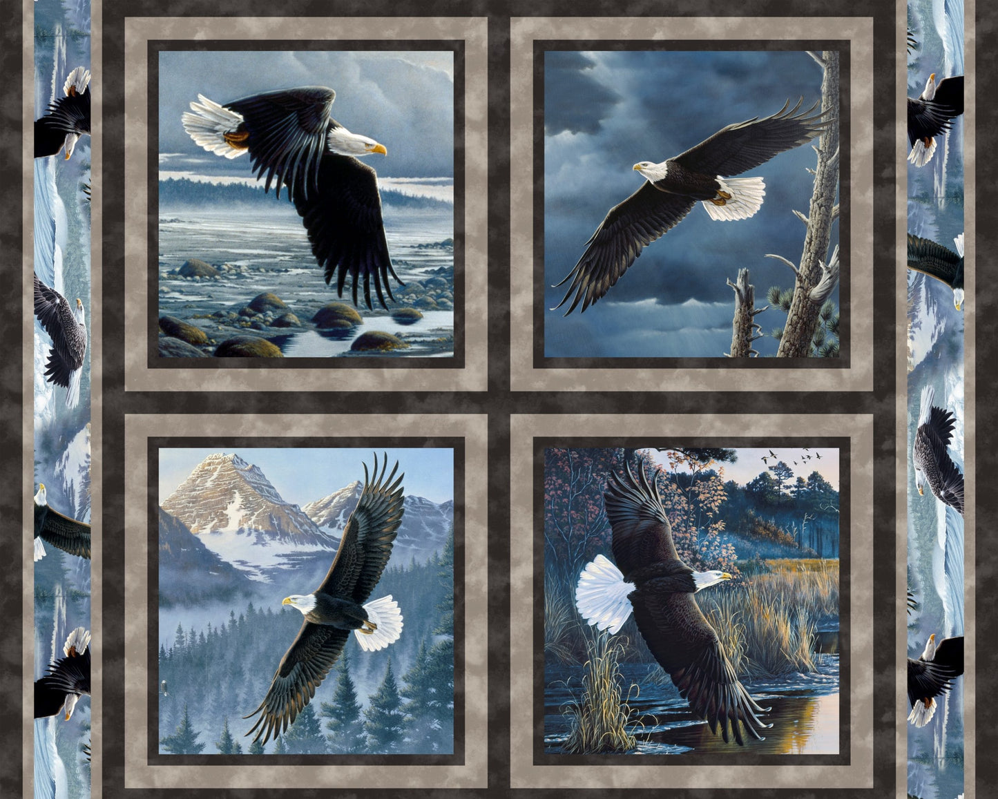 Soaring Eagles Pillow Panel (35.5"x44") Quilting Cotton Fabric