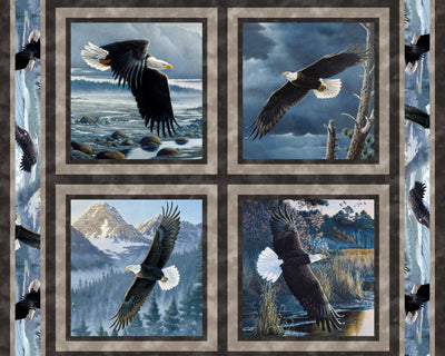 Soaring Eagles Pillow Panel (35.5"x44") Quilting Cotton Fabric