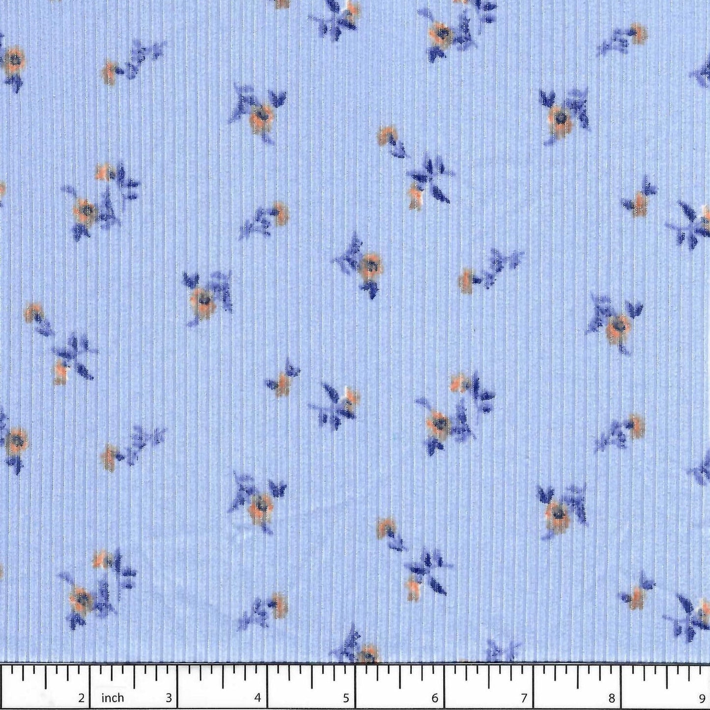 Hadassah Blue Floral Soft Rib Knit Fabric