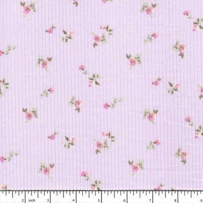 Hadassah Lavender Floral Soft Rib Knit Fabric