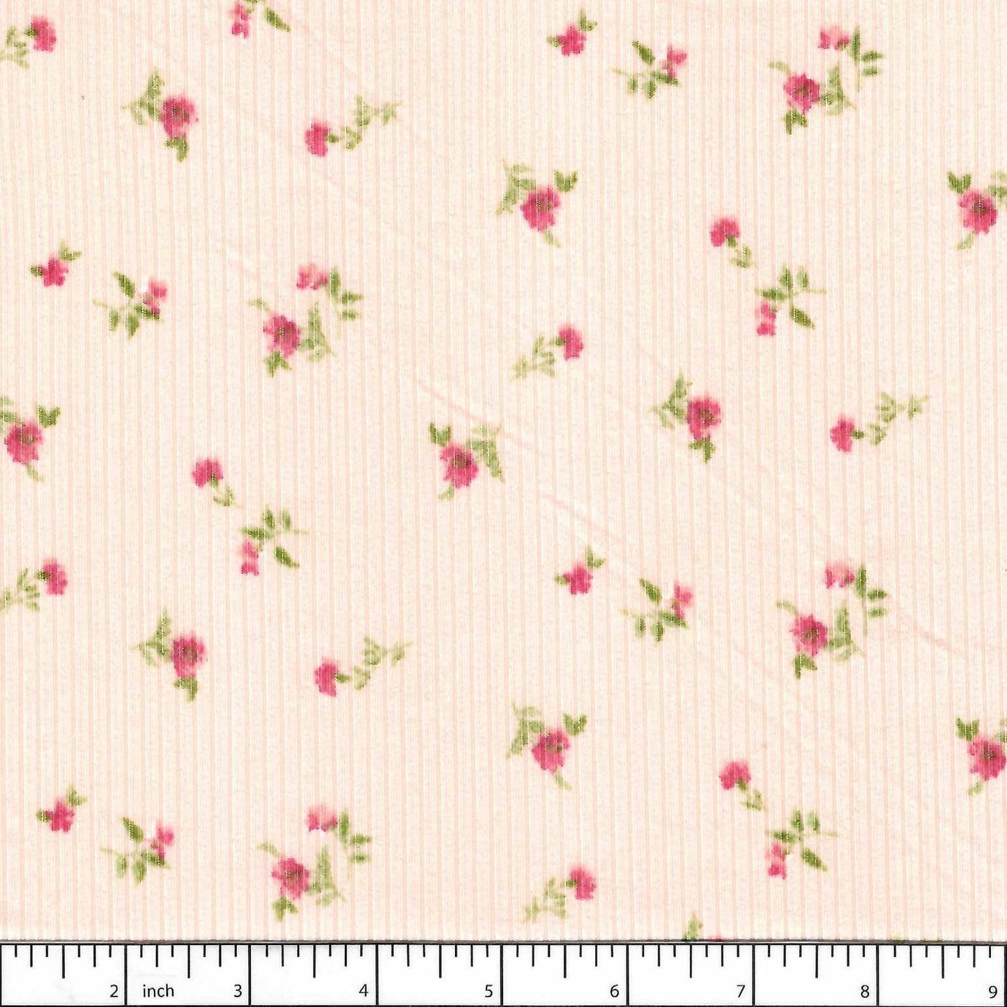 Hadassah Peach Floral Soft Rib Knit Fabric