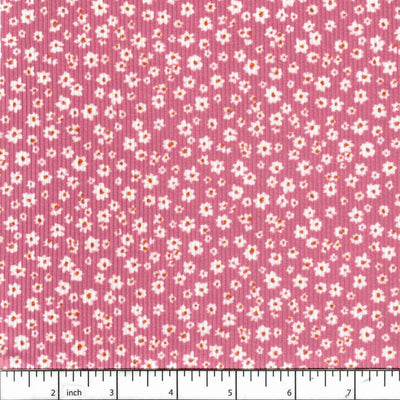 Melody Mauve Tiny Flowers Soft Rib Knit Fabric