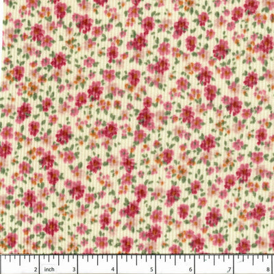 Della Ivory Little Flowers Soft Rib Knit Fabric