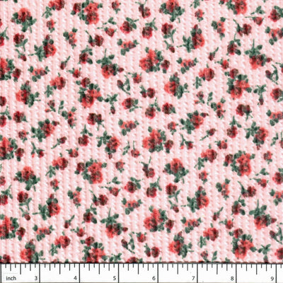 Joanne Pink Flowers Soft Wavy Rib Knit Fabric