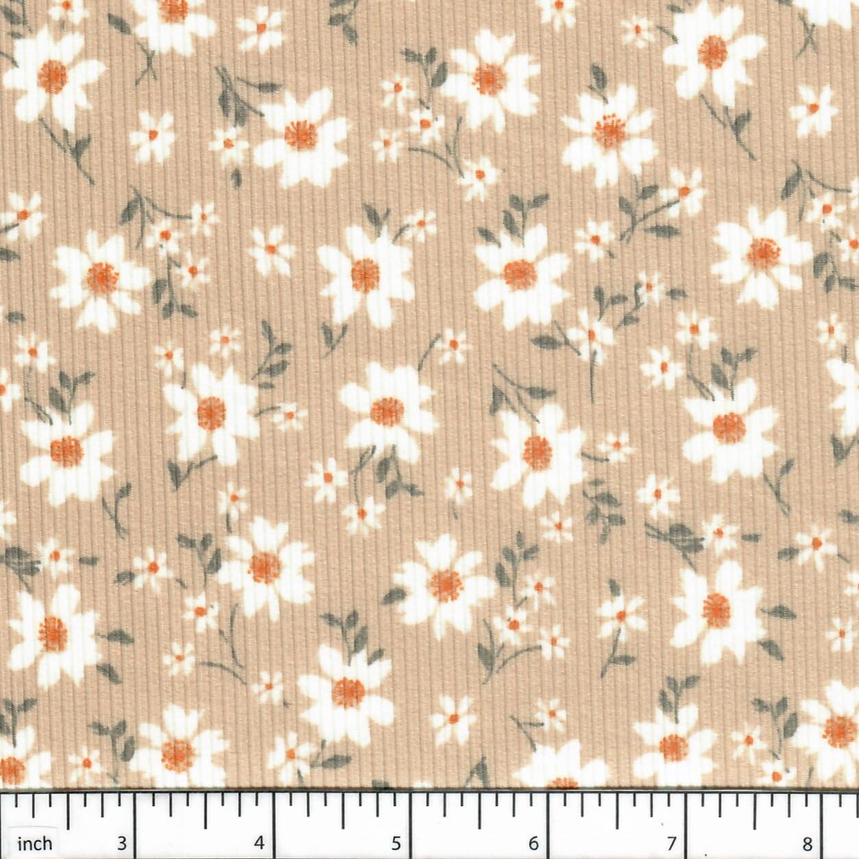 Mary Sand Flowers Soft Rib Knit Fabric