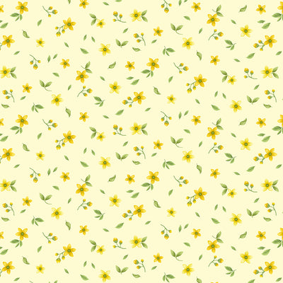 Timeless Treasures Lemon Bouquet Floral Quilting Cotton Fabric- Butter