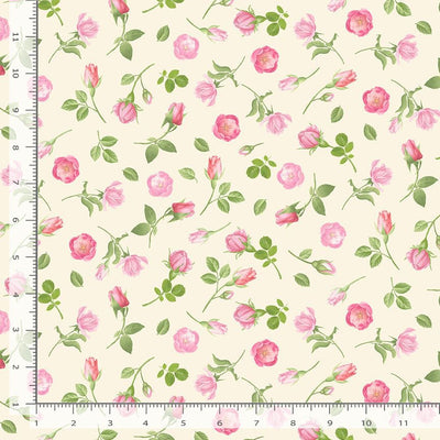 Timeless Treasures Belle Fleur Tossed Tiny Roses Quilting Cotton Fabric- Cream