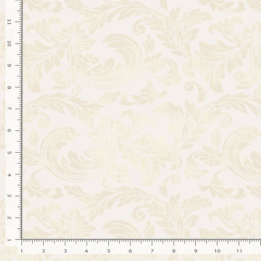 Timeless Treasures Belle Fleur Tonal Acanthus Leaves Quilting Cotton Fabric- Cream