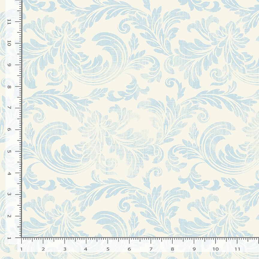 Timeless Treasures Belle Fleur Tonal Acanthus Leaves Quilting Cotton Fabric- Sky