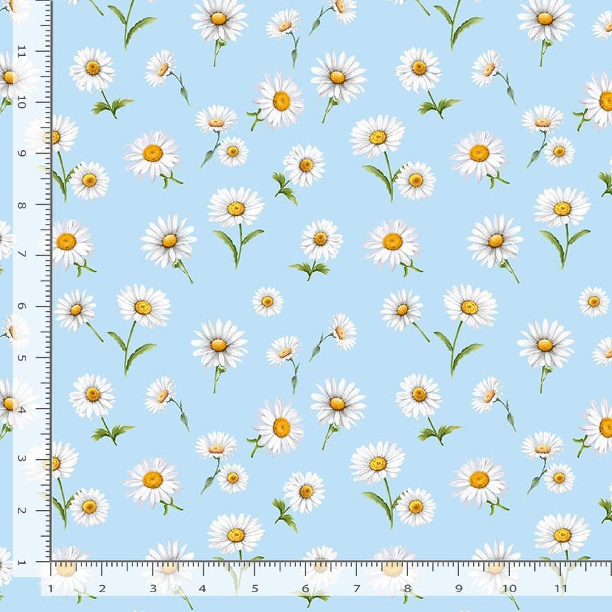 Timeless Treasures Bee Kind Spaced Daisies Quilting Cotton Fabric- Sky